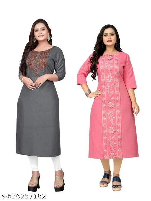 Geometric Printed A-line Kurti for Women, Pack of 2 (Purple, 6XL)