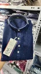 Embroidered Mandarin Neck Kurta for Men 