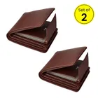 Leather Solid Wallet for Men (Brown) (Pack of 2)