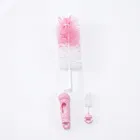 Combo 2-in-1 baby bottle and nipple cleaning brush set featuring a long handle for cleaning bottles and a smaller brush for nipples 