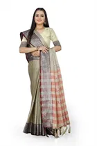 शारदा क्रिएशन कॉटन एम्बेलिशड साड़ी विद ब्लाउज 