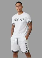 Polyester Printed Co-Ord Set for Men, White 