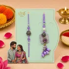 Bhaiya Bhabhi Jhoomer Lumba Rakhi Set Purple
