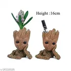 Wooden Groot Flower Pot with Drainage Showpieces 
