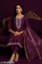 Printed Chanderi Silk Kurta Set for Women 
