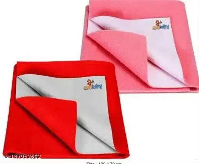 Cotton Mattress Protection Sheet (Pink & Red, 28x20 inches) (Pack of 2)