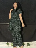 Crepe Printed Kurti with Palazzo for Women 