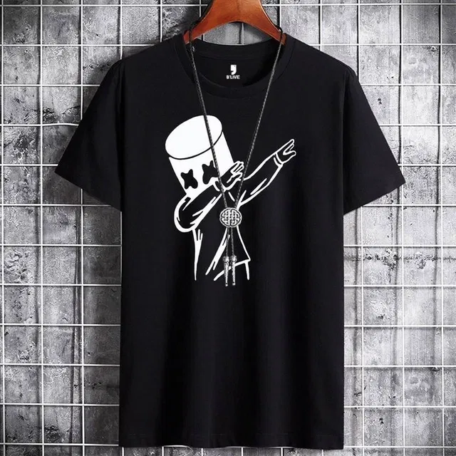 Round Neck Printed T-Shirt for Men (Black, XL)