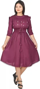 Cotton Solid Dress for Women 