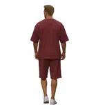 Polyester Printed Co-Ord Set for Men, Wine 