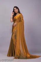 Twil net Saree for Women, Gold 