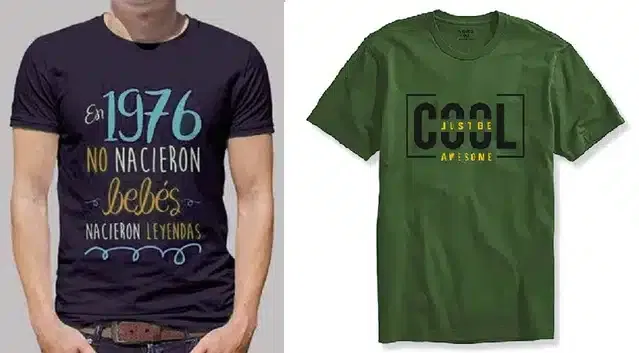 Crew Neck T-Shirts for Men (Navy Blue & Green, L) (Pack of 2)