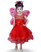 Cotton Blend Embellished Frocks for Girls (Red, 9-10 Years )