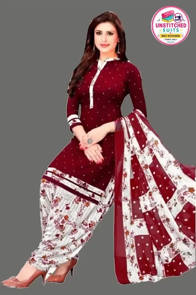 Unstitched Dress Material for Women & Girls (Red)