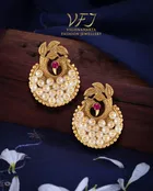 Brass Pearl Chandbalis Earrings for Women 