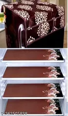 Knit Printed Fridge 4 Pcs Mat with Top Cover 