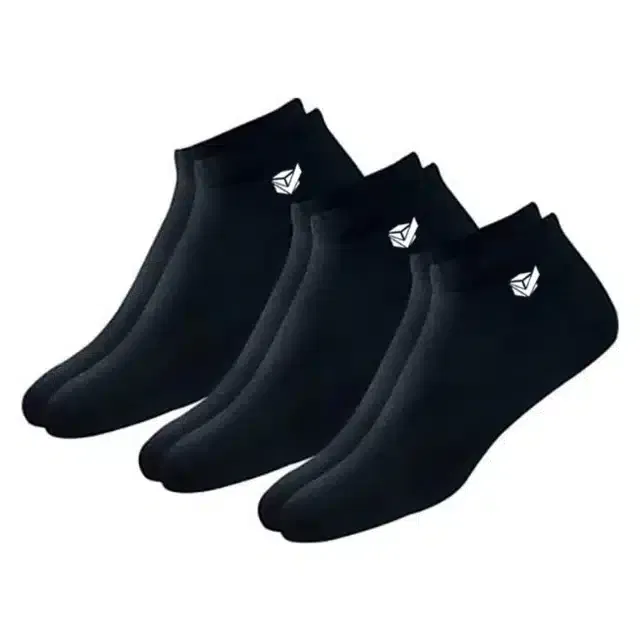 Solid Socks for Men & Women (Black) (Set of 3)