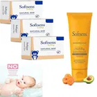 Combo of 3 Natural Cream Bar Soap (100 g) & 1 Spf 30 Water Resistant Sunblock Cream For Face And Body (50 g) (R1018)