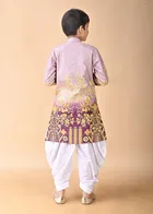 Rayon Printed Kurta with Dhoti for Boys, Purple & White 