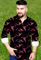 Lycra Printed Shirt For Men, Pink 