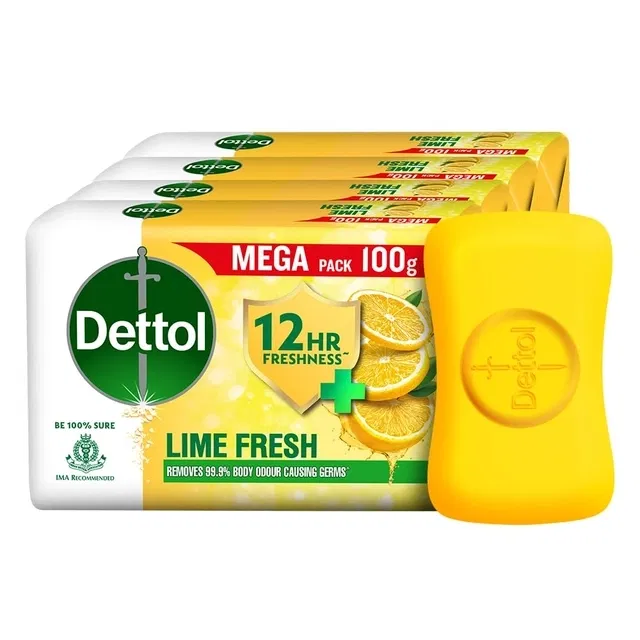 डेटॉल लाइम फ्रेश बाथिंग सोप 4X100 g (पैक ऑफ़ 4)