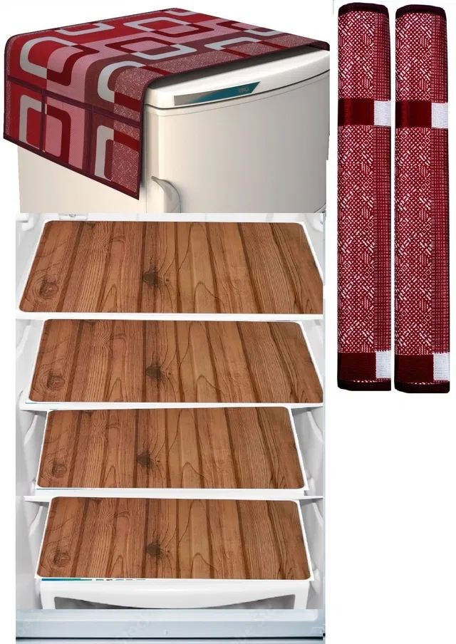 Knit 7 Pcs Fridge Cover Set (Multicolor, Set of 1)