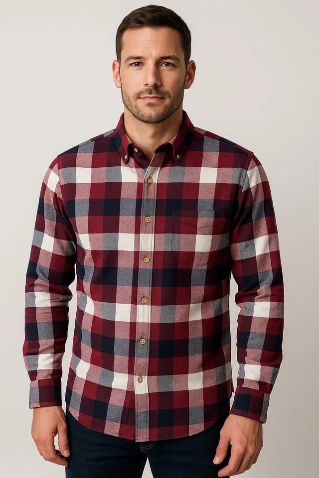 Cotton Blend Checkered Shirt for Men, Multicolour (XXL)