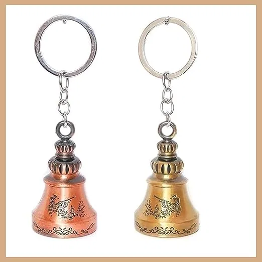 Bell Metal Keychains Gift for Women & Men, Multicolour, Pack Of 2
