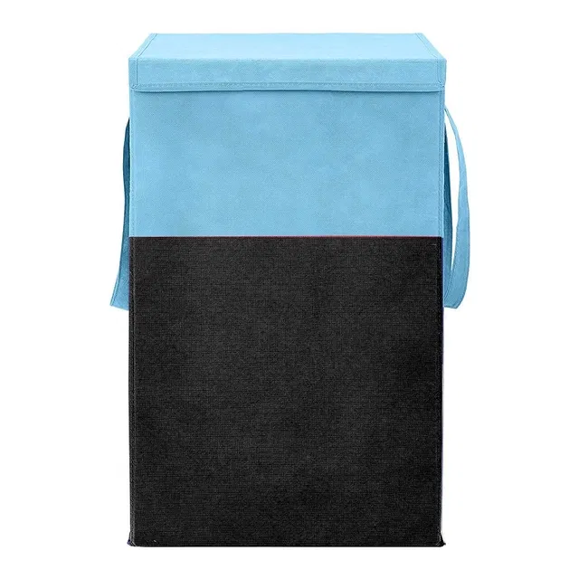 Cloth Laundry Baskets, Blue & Black (75 L)