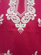 Cotton Chikankari Short Kurti for Women, Pink 