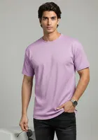 Polyester Round Neck T-shirt for Men, Lavendar 