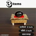 Shaligram Stone with Red Cloth and Pooja Chowki 