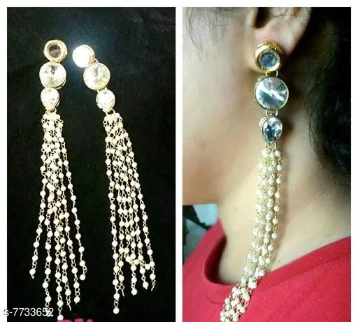 Alloy Kundan Earring for Women & Girls, White
