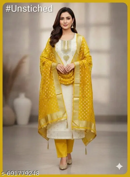 Silk Blend Punjabi/All Over Suits for Women (, 5.85 meter (S)) (Multicolor, 6.65 meter (XXL)