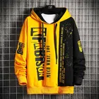 Fleece Printed Hooded Sweatshirt for Men (Yellow, M)