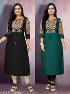 Solid Cotton Blend Kurti for Women, Pack of 2 