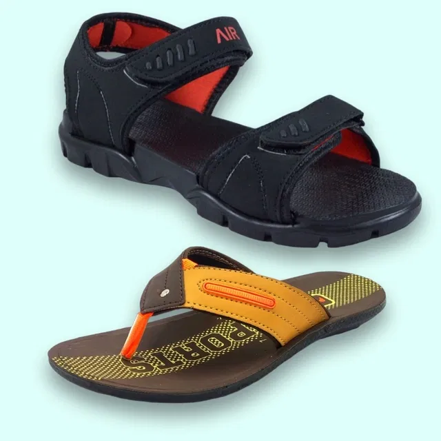 Slipper with Sandals for Men (Multicolor, 7) (Pack of 2)