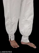 Cotton Solid Salwar for Women, White 