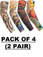 Happy Shopping Fabric Printed Arm Sleeves Gloves For Sun Protection (Pack Of 4, Multicolor) (HS-22)