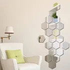 Hexagon Mirror Wall Stickers for Wall Bathroom Mirror Made of Plastic Flexible Mirror Silver Colour (Pack of 20)