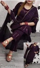 Solid A-line Dupatta Set for Women 