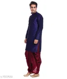 Silk Solid Kurta with Dhoti for Men 