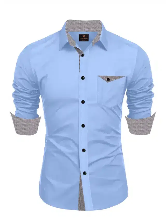 Full Sleeves Shirt for Men (Sky Blue, M)