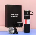 Stainless Steel Vacuum Flask Set with 2 Steel Cups (Assorted, 500 ml)