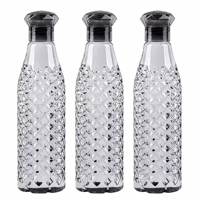 Parikshit Plastic Water Bottles (1000 ml, Set of 3) (Black)