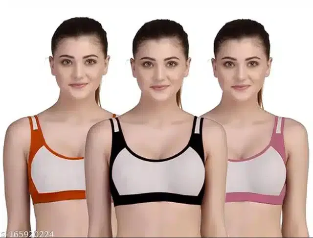 Hosiery Non Padded Bra for Women (Multicolor, S) (Pack of 3)