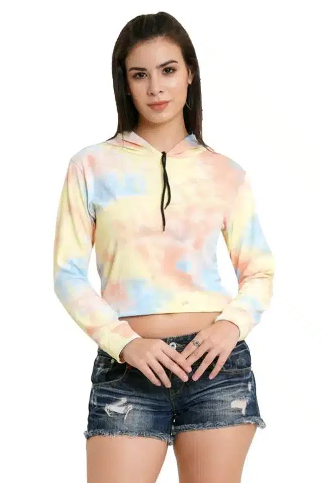 Women's Printed Long Sleeves SweatShirt (Peach, XL)