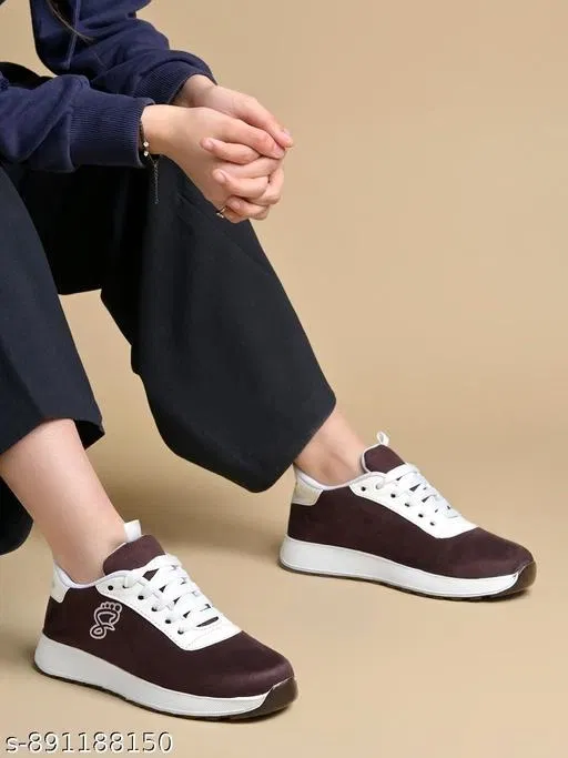Solid Suede Slip-on Sneakers for Women (Brown, IND-4)