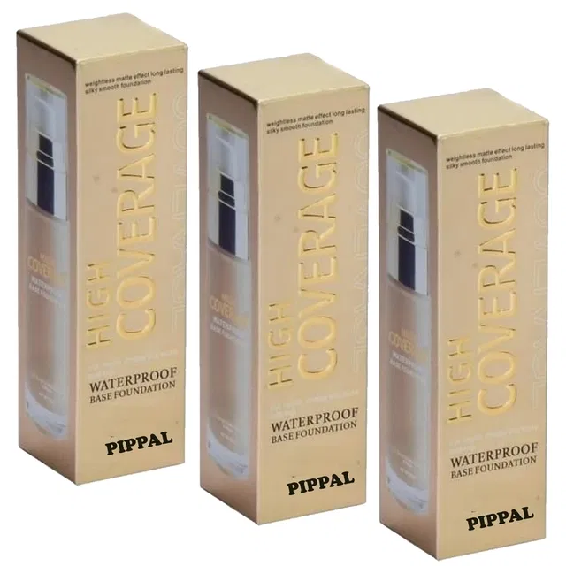 Pippal High Coverrage Waterproof Base Foundation (60 ml, Pack of 3)