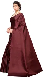 याशिका वीमेन साटन ब्लेंड कैज़ुअल साड़ी विद अन्स्टिच ब्लाउज पीस 